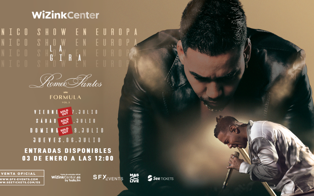 Romeo Santos agota entradas para 3 conciertos seguidos en el WiZink Center de Madrid