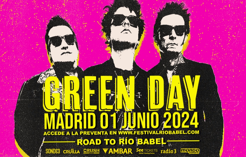Green Day actuará en Madrid el 1 de junio de 2024 como antesala al Festival Río Babel